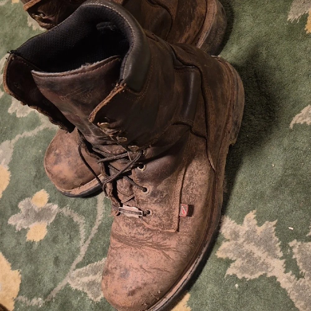Red Wing Shoes Brown Leather Lace-Up Men's Work Boots